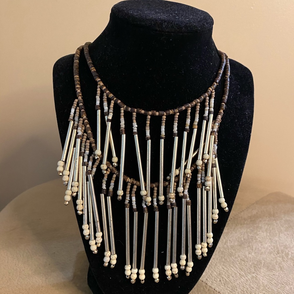 Beaded Tassel Necklace.